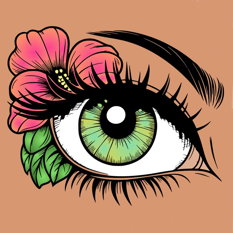 realistic eye with flower