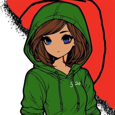 realistic girl with hoodie