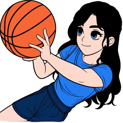 realistic girl playing basketball