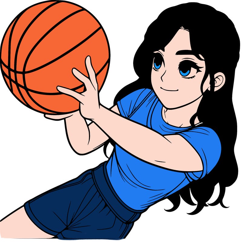 realistic girl playing basketball