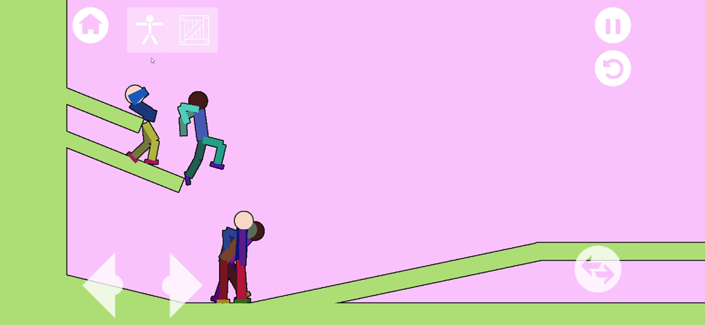 Geo People Ragdoll Playground - Stickman ragdoll characters interacting with platforms in a physics sandbox game