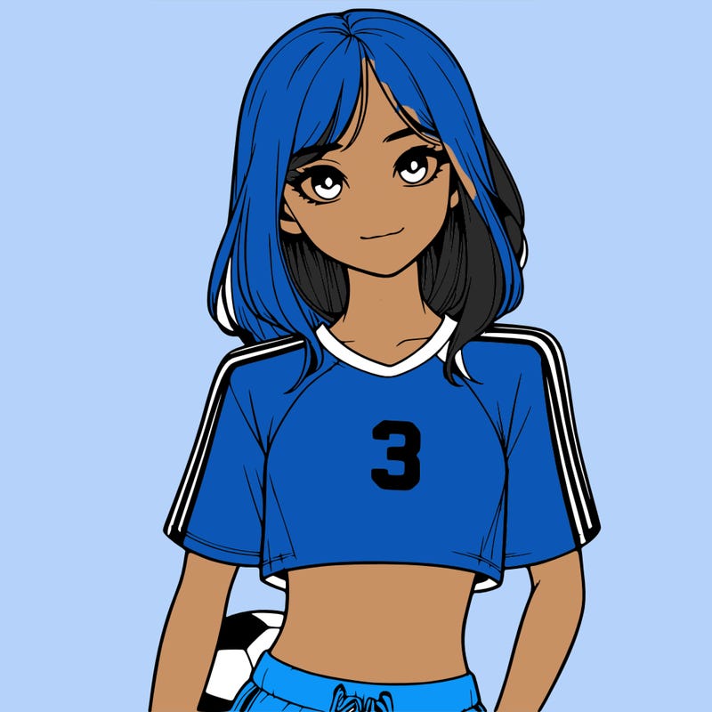 realistic girl wearing soccer jersey