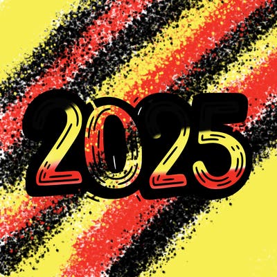 one line scrawled numbers sketch design “2025”