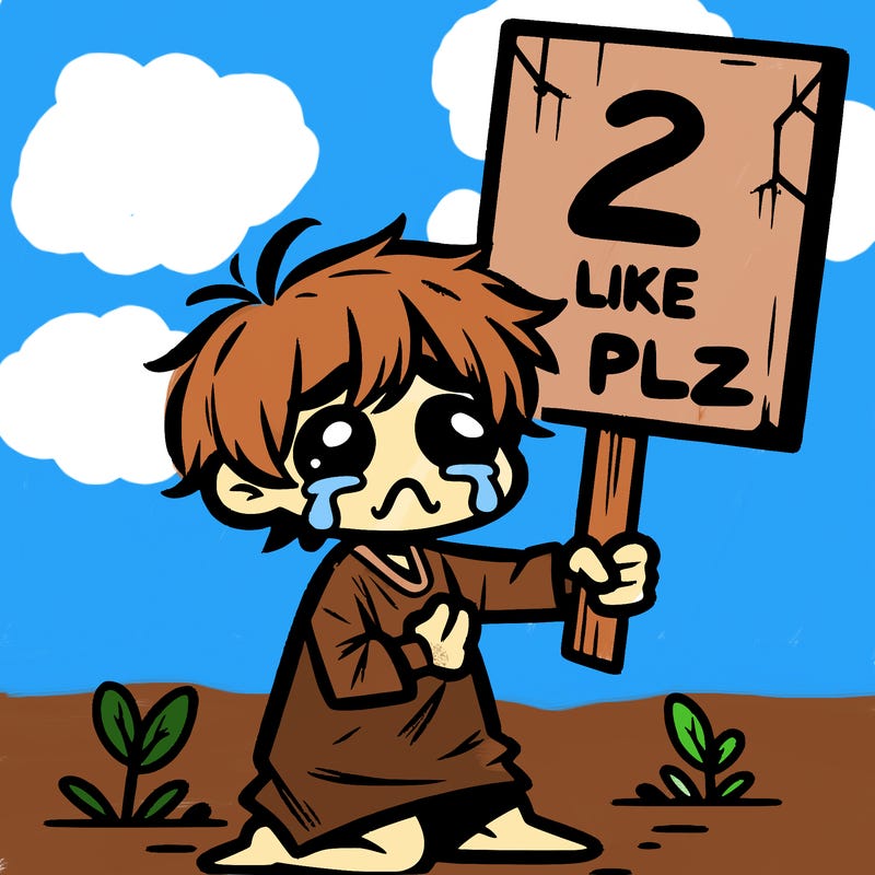 small poor toddler crying with sign that says 2 like plz