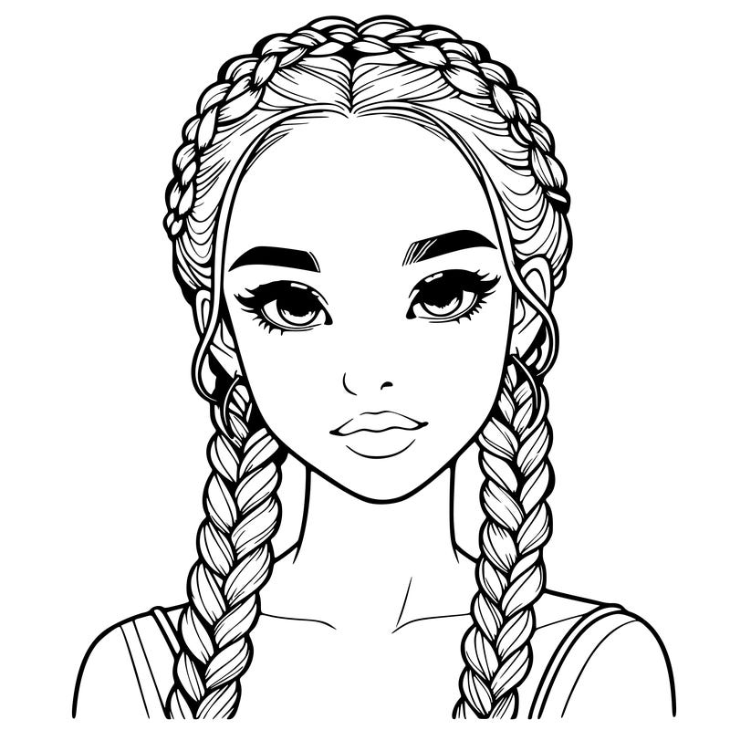 realistic girl with braids