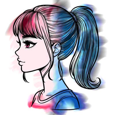 realistic woman with a pony tail hair style