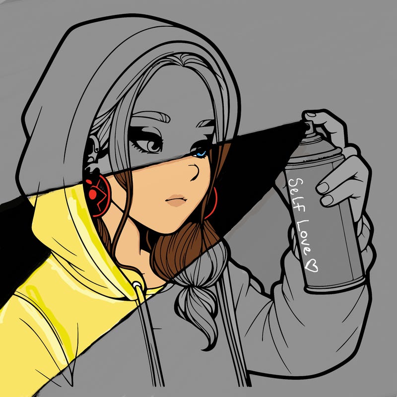 a realistic girl, spray painting