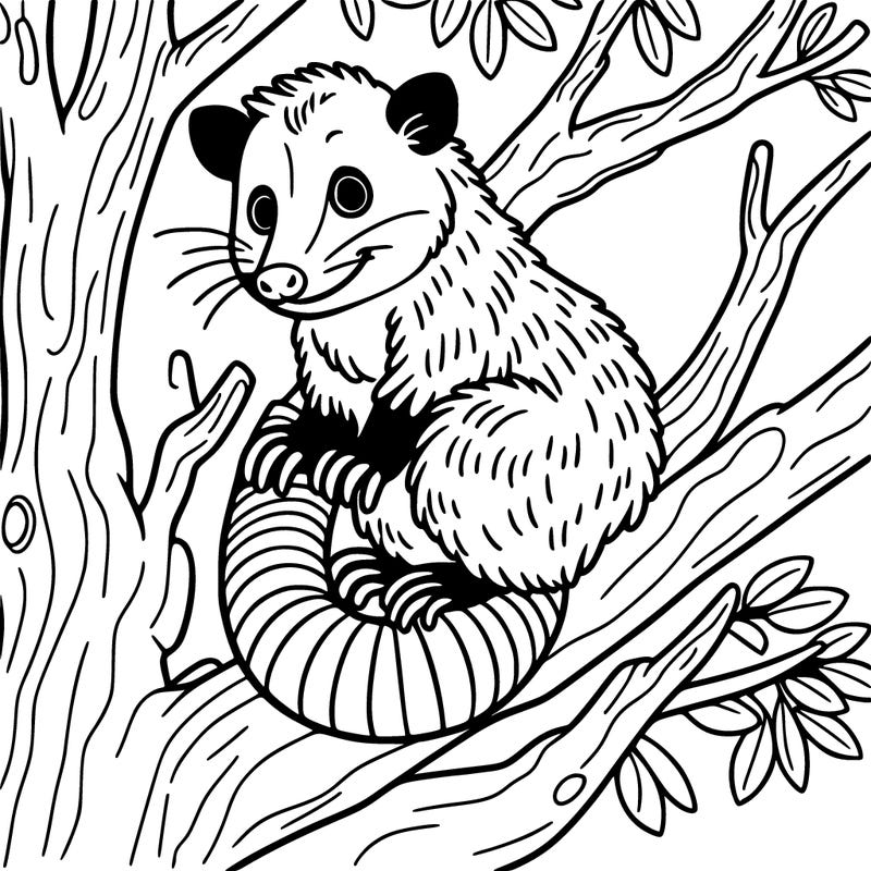 a opossum in a tree