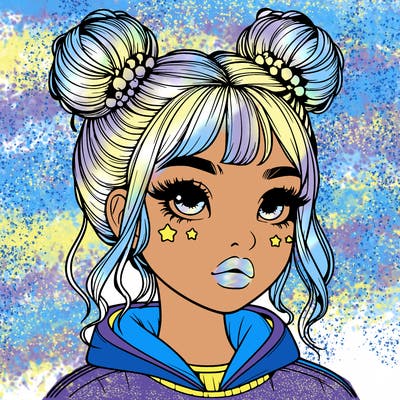 realistic girl with space buns