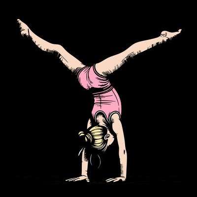 realistic gymnastic hand stand girl in four splits