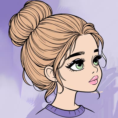 realistic girl with bun