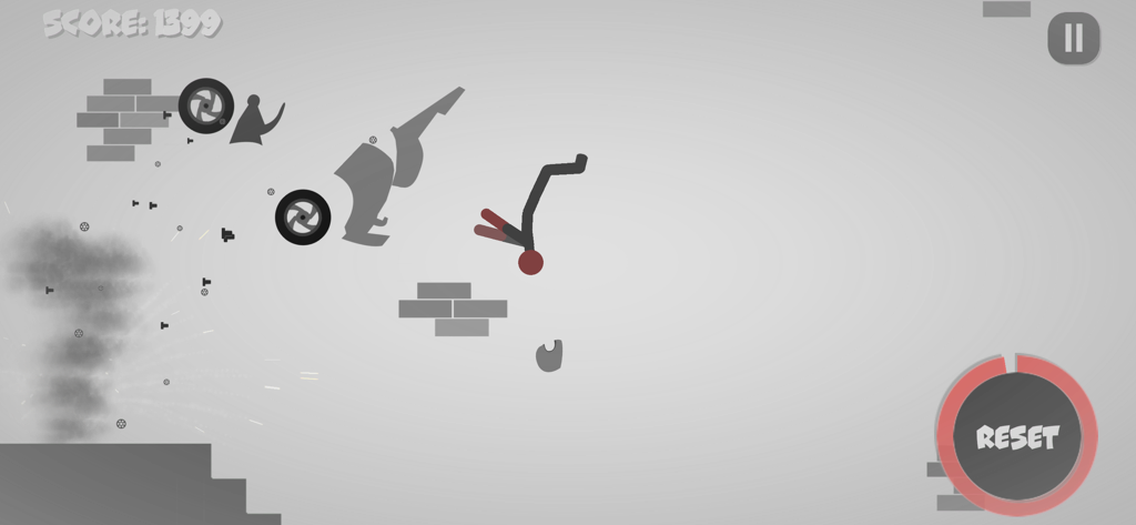 Stickman Destruction 2 - Stickman character in a ragdoll pose during a crash in Stickman Destruction 2