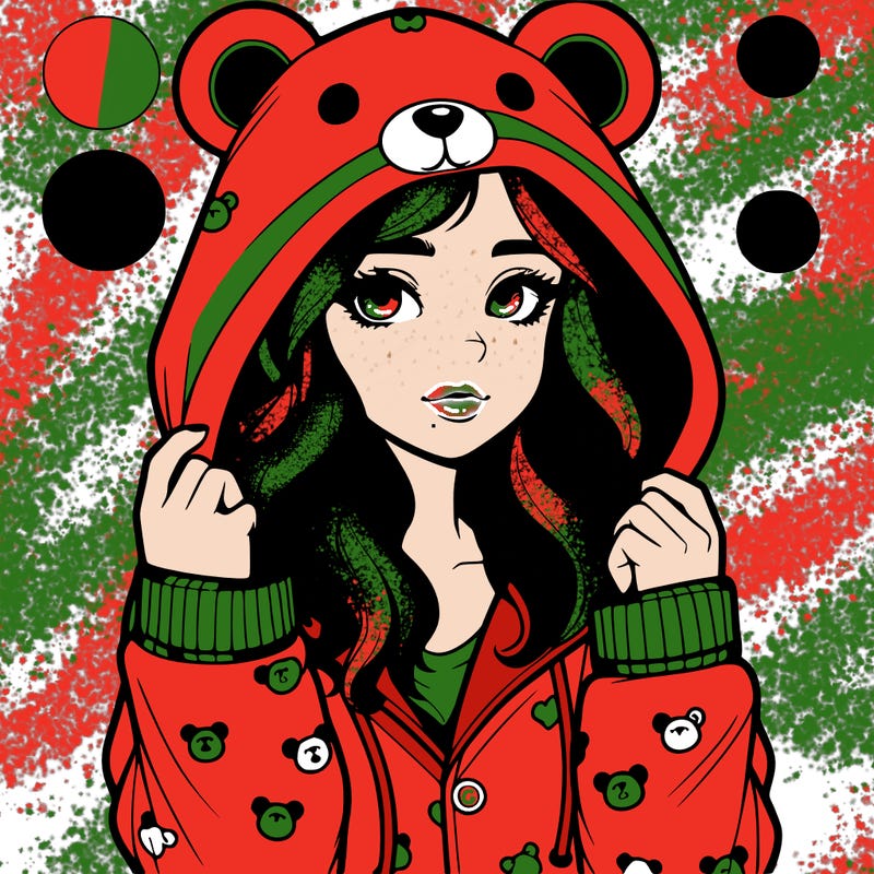 realistic girl in a animal pjs hoodie