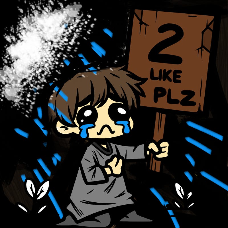 small poor toddler crying with sign that says 2 like plz