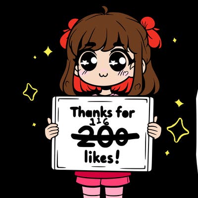 girl holding sign that says thanks for 200 likes!