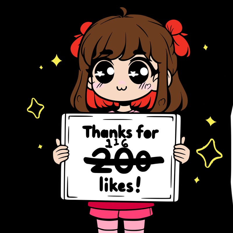 girl holding sign that says thanks for 200 likes!