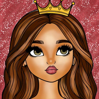 a realistic girl with a crown on