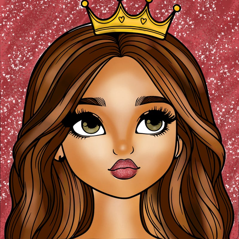 a realistic girl with a crown on
