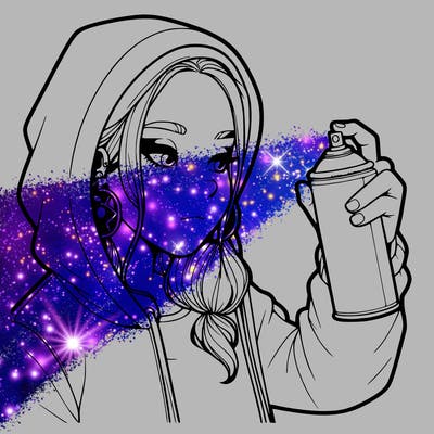 a realistic girl, spray painting