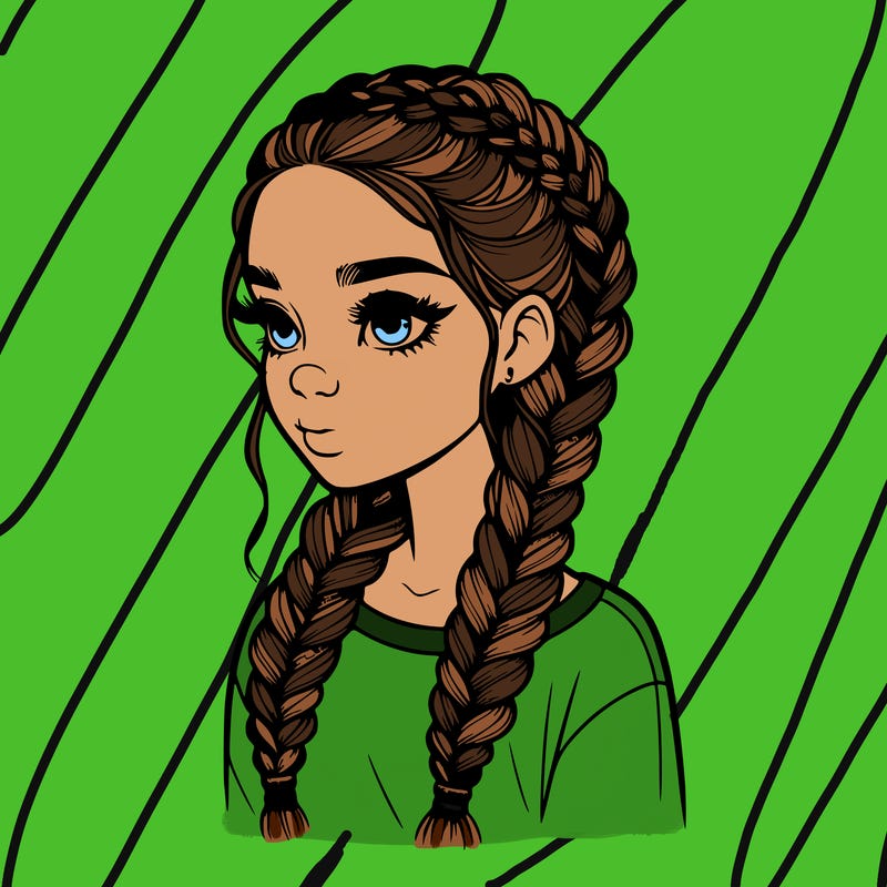 realistic girl with braids