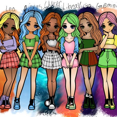 a group of girls realistic