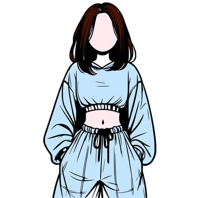 realistic girl faceless with baggy pants and a crop top