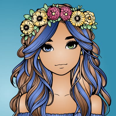realistic girl with flower crown