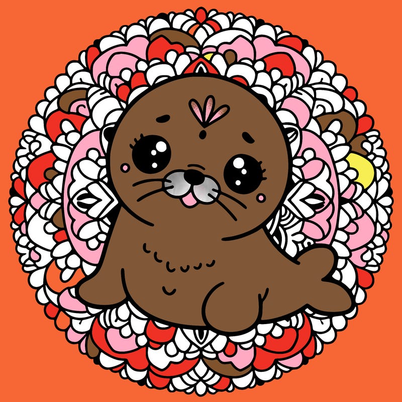 a cute baby seal mandala