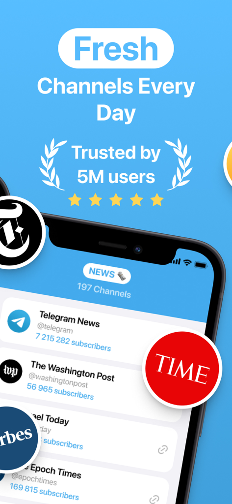 Group Catalog for Telegram - App-Oberfläche zur Entdeckung von Telegram-Kanälen mit Fokus auf Nachrichten-Kategorien
