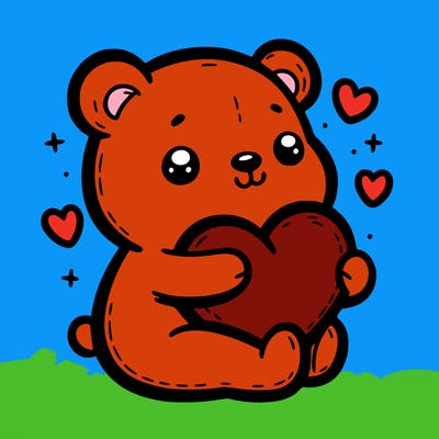 cute bear huging a heart