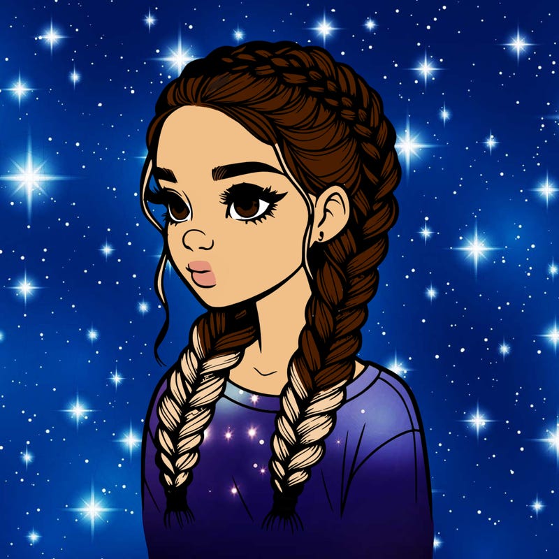 realistic girl with braids