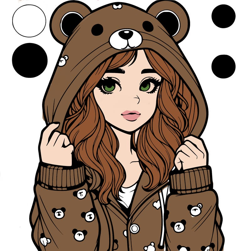 realistic girl in a animal pjs hoodie