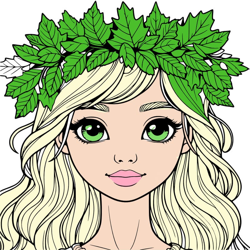 realistic girl with fall leaf crown