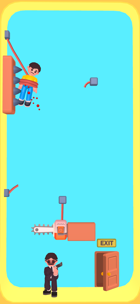 Save the Boy: Rescue Puzzle - A physics puzzle level where a character is tied by ropes near spikes and a chainsaw hazard