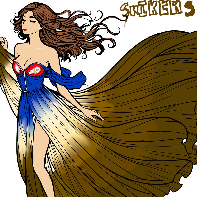 realistic woman in dress flowing the the wind