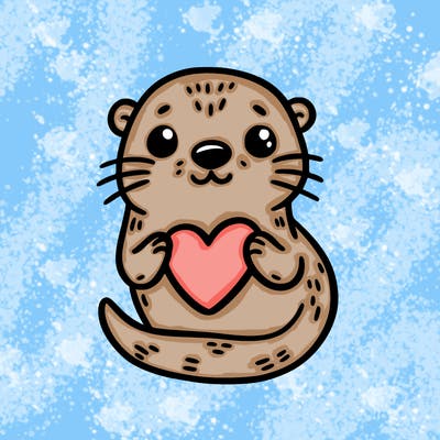 otter with a heart