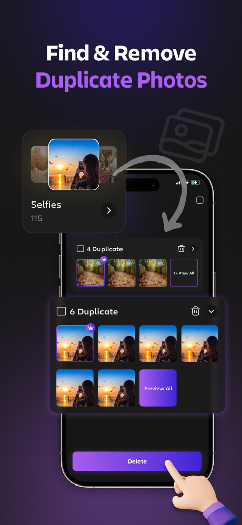 Duplicate Cleaner App-Softices - Interface for finding and removing duplicate photos to free up phone storage