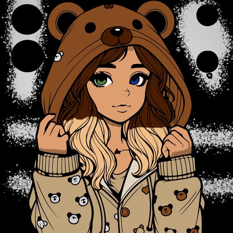 realistic girl in a animal pjs hoodie