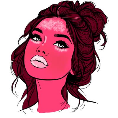 realistic girl with lips and hair up