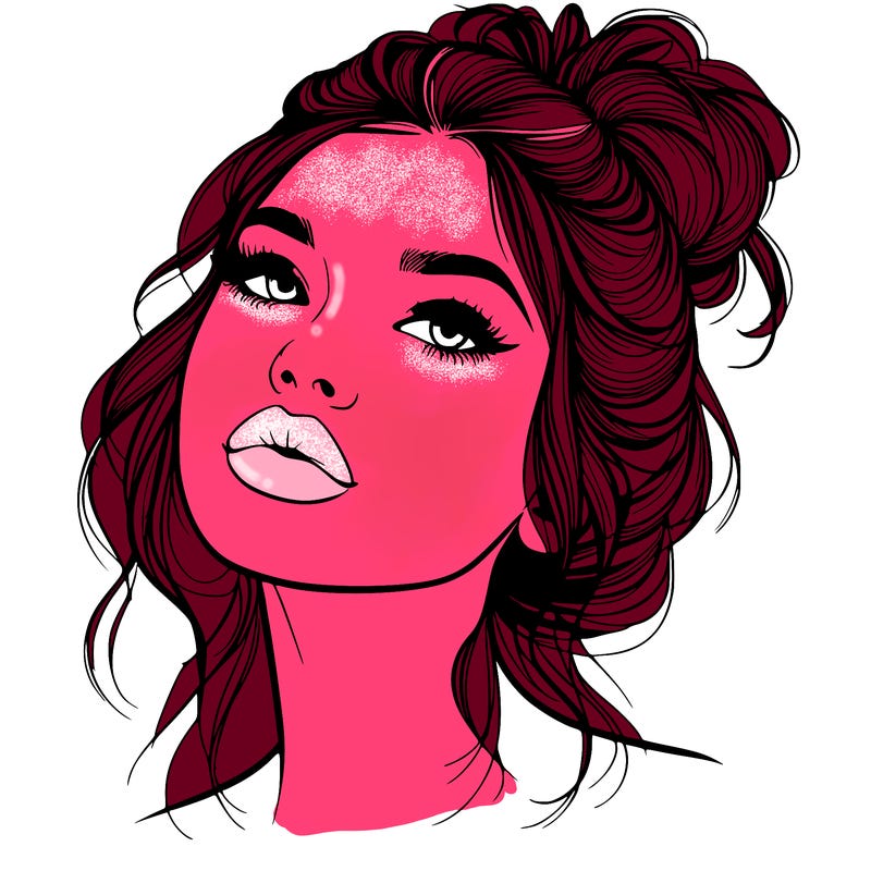 realistic girl with lips and hair up