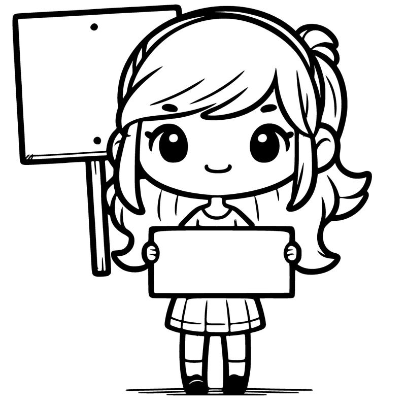 girl holding a sign