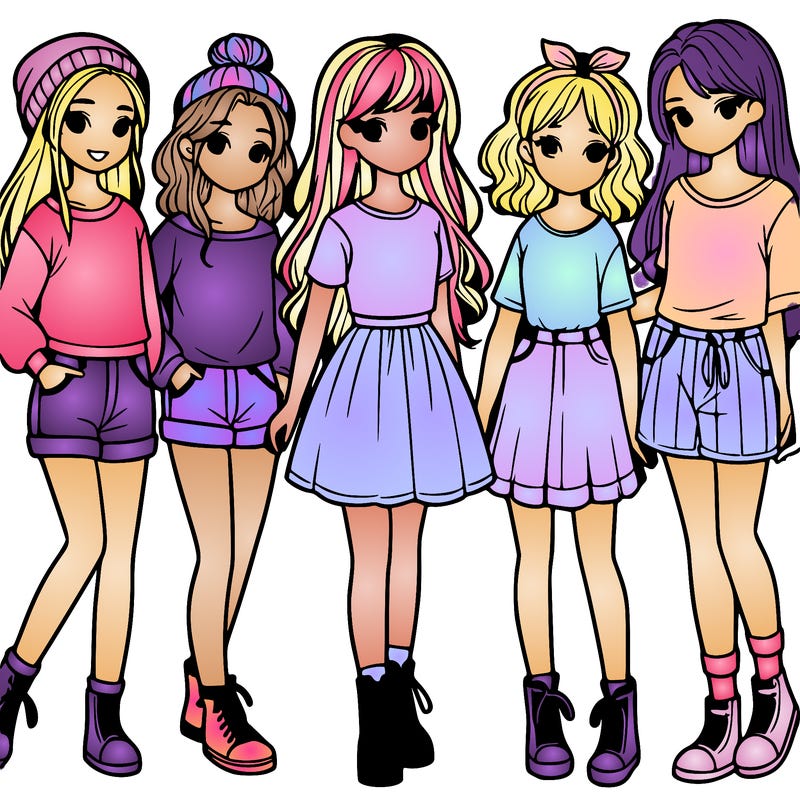 a group of five girls
