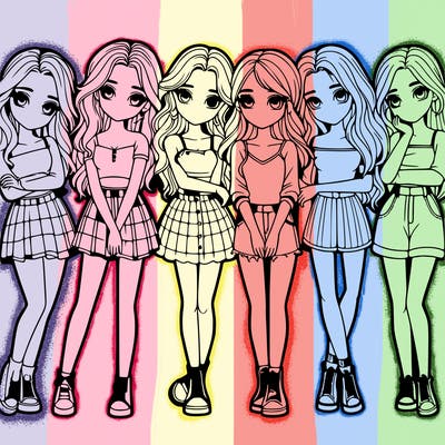 a group of girls realistic