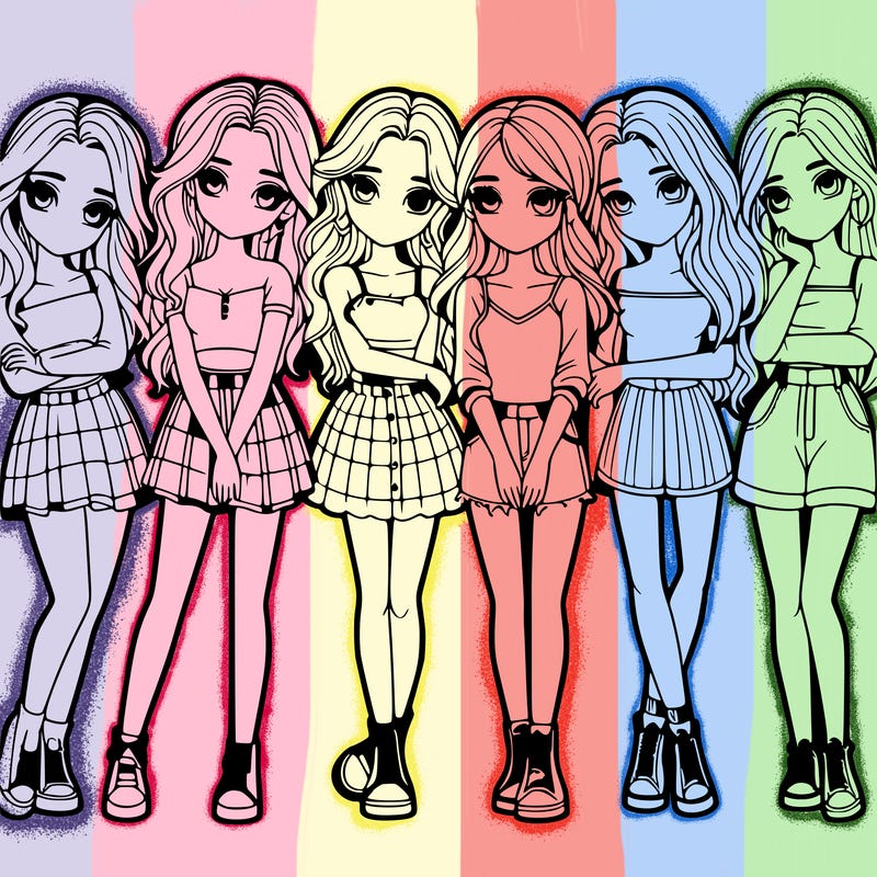 a group of girls realistic