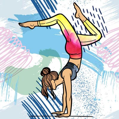 a woman doing a handstand