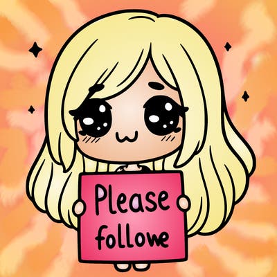 a girl holding  a sign  saying please  follow  me