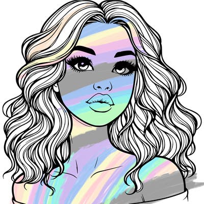 realistic girl with wavy hair and lips