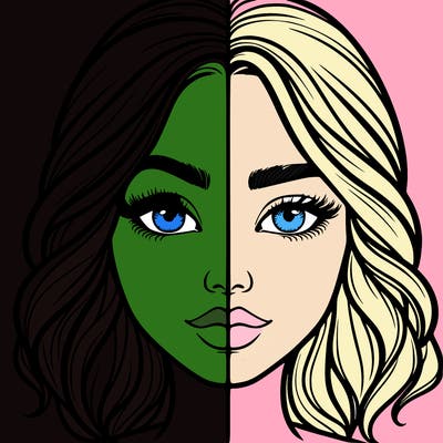 realistic girl split half