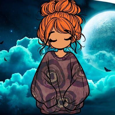 girl with baggy sweatshirt and messy bun