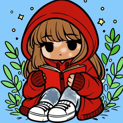girl in oversized hoodie reading a book